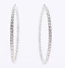 A PAIR OF DIAMOND HOOP EARRINGS - 2