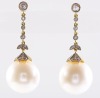 A PAIR OF SOUTH SEA PEARL AND DIAMOND EARRINGS - 5