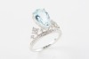 AN AQUAMARINE AND DIAMOND RING - 2