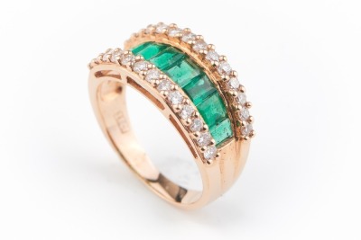 AN EMERALD AND DIAMOND RING