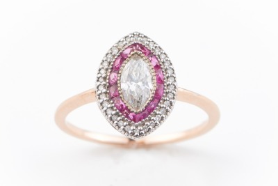 A RUBY AND DIAMOND RING