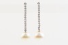 A PAIR OF SOUTH SEA PEARL AND DIAMOND DROP EARRINGS