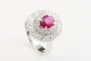 A RUBY AND DIAMOND CLUSTER RING - 4
