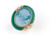 AN AGATE AND DIAMOND CAMEO RING