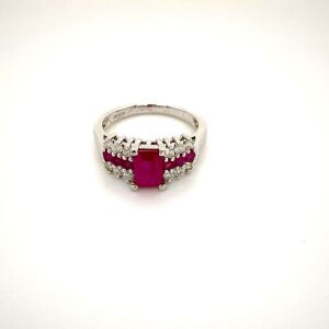 A TREATED RUBY AND DIAMOND RING