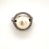 A FRESHWATER PEARL AND DIAMOND RING - 3