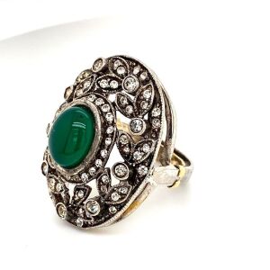 A VINTAGE DRESS RING SET WITH CHRYSOPRASE