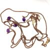 AN AMETHYST AND BLISTER PEARL GUARD CHAIN - 2