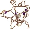 AN AMETHYST AND BLISTER PEARL GUARD CHAIN - 4