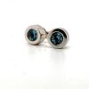 A PAIR OF AQUAMARINE STUD EARRINGS - 10