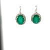 A PAIR OF EMERALD AND DIAMOND CLUSTER EARRINGS - 2