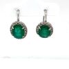 A PAIR OF EMERALD AND DIAMOND CLUSTER EARRINGS - 3