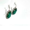 A PAIR OF EMERALD AND DIAMOND CLUSTER EARRINGS - 4