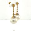 A PAIR OF SOUTH SEA PEARL AND DIAMOND EARRINGS - 3