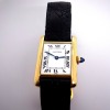 A LADIES CARTIER TANK GOLD WRISTWATCH - 2