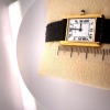 A LADIES CARTIER TANK GOLD WRISTWATCH - 3