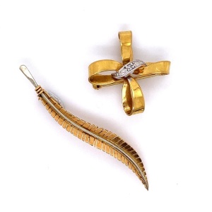 TWO GOLD BROOCHES