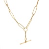 A GOLD FANCY LINK NECKLACE WITH T-BAR - 2