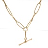 A GOLD FANCY LINK NECKLACE WITH T-BAR - 3