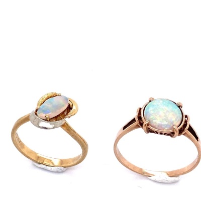 TWO OPAL SET DRESS RINGS