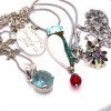 FOUR PENDANT NECKLACES INCLUDING GEM SET - 2