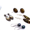 FOUR PAIRS OF SILVER GEM SET EARRINGS - 4