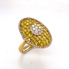 A YELLOW SAPPHIRE AND DIAMOND RING - 10