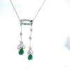 AN EMERALD AND DIAMOND PENDANT NECKLACE - 3