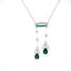 AN EMERALD AND DIAMOND PENDANT NECKLACE - 6