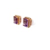 A PAIR OF AMETHYST AND DIAMOND STUD EARRINGS - 2