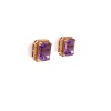 A PAIR OF AMETHYST AND DIAMOND STUD EARRINGS - 3