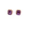 A PAIR OF AMETHYST AND DIAMOND STUD EARRINGS - 5