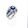 AN ART DECO STYLE SAPPHIRE AND DIAMOND RING - 7