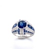 AN ART DECO STYLE SAPPHIRE AND DIAMOND RING - 2