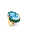 AN AGATE AND DIAMOND CAMEO RING - 5