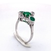 A THREE STONE EMERALD AND DIAMOND RING - 5