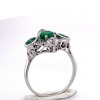 A THREE STONE EMERALD AND DIAMOND RING - 2