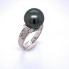 A TAHITIAN PEARL AND DIAMOND DRESS RING - 4