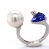 A TANZANITE, DIAMOND AND SOUTH SEA PEARL RING - 4