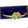 AN ANTIQUE CHYSOPRASE SET HINGED BANGLE - 4