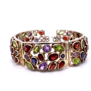 A MULTI GEM SET BRACELET