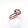 A MORGANITE AND DIAMOND CLUSTER RING - 2