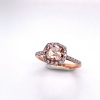 A MORGANITE AND DIAMOND CLUSTER RING - 5