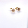 A PAIR OF CERAMIC AND DIAMOND STUDS - 3