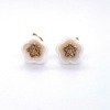 A PAIR OF CERAMIC AND DIAMOND STUDS - 6