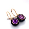 A PAIR OF AMETHYST AND ONYX EARRINGS - 2