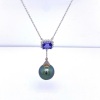 A TANZANITE, TAHITIAN PEARL AND DIAMOND PENDANT - 3