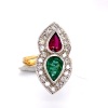 AN EMERALD, RUBY AND DIAMOND RING - 6