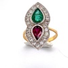 AN EMERALD, RUBY AND DIAMOND RING - 4