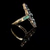 AN ANTIQUE STYLE OPAL, EMERALD AND DIAMOND RING - 2